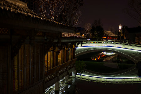 scenery of bridge at the nightのeditorial素材