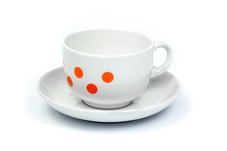 coffee cup and saucer isolated on white backgroundの写真素材