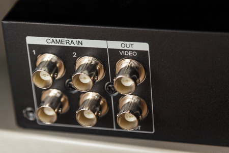 dvr coaxial camera in ports on back panelの写真素材