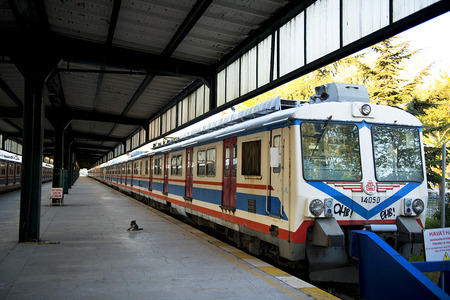 ISTANBUL Electric trains at Haydarpasa Station  in Istanbul. All train services of the station will halt in 2012 for two years for adapts it for a high-speed train.のeditorial素材