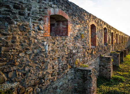 Stone castle wall with embrasureのeditorial素材
