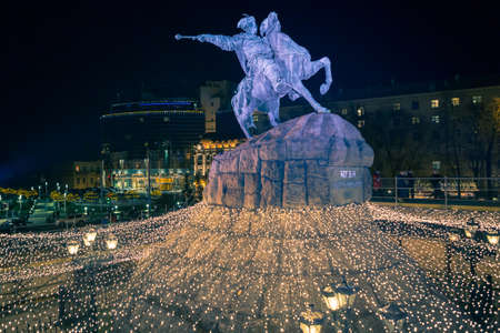 Christmas decorations in Kiev, Ukraine. St. Sophia square.のeditorial素材