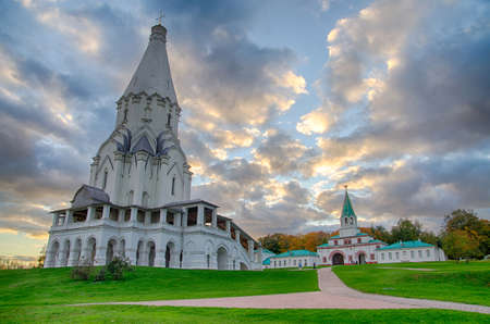 Church with clouds at the background, Moscow, Russia.の写真素材