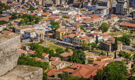 View of Athens and ancient ruins, Greeceの写真素材