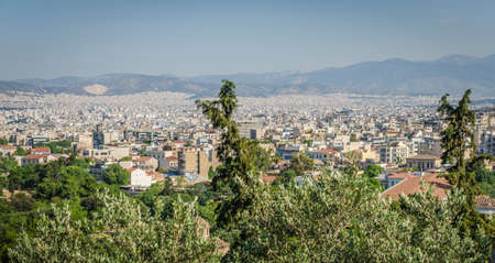 Panorama of Athens and ancient ruins, Greeceの写真素材