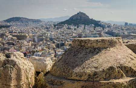 Panorama of Athens and ancient ruins, Greeceの写真素材