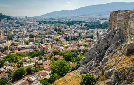 Panorama of Athens and ancient ruins, Greeceの写真素材