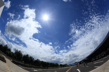 Combination of blue and white sunの写真素材