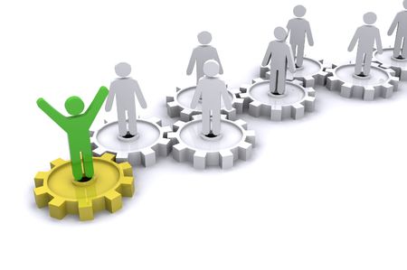 Rendered Illustration, representing Teamwork, success and standing out from the crowdの写真素材