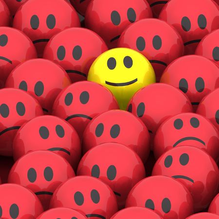 A Colourful 3d Rendered 'Standing out from the Crowd' Illustrationの写真素材