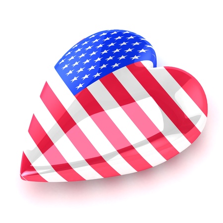 A Colorful 3d Rendered USA Heart Illustrationの写真素材