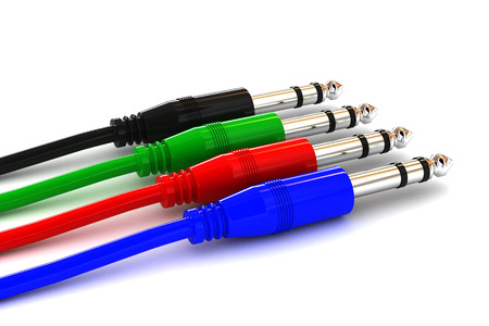 A Colourful 3d Rendered Illustration of a Set of Jack Plugs