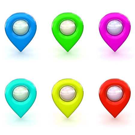 A Colourful 3d Rendered Map or GPS Marker Collectionの写真素材