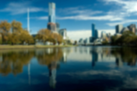 An Artistic Blurred Photo of a City Skyline (Melbourne)の写真素材