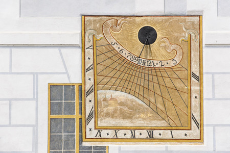 Ancient astronomical clock at Cesky Krumlov Castle, Czech Republic