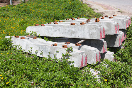 Concrete sleepers for railway construction.
