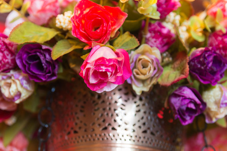 Bouquet of fabric roses in softness.の写真素材