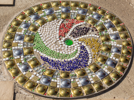 Beautiful texture of Colorful Mosaic at Wat Pha Sorn Kaew in Phetchabun province, Thailand.の写真素材