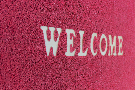 The new doormat of welcome text.の写真素材