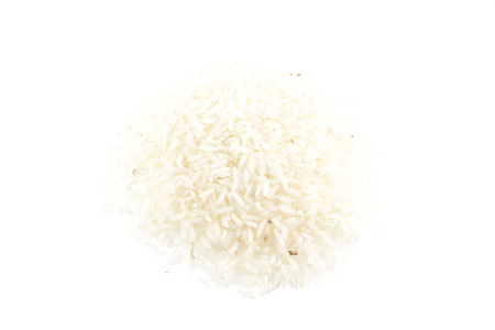 Rice grain on white background.の写真素材