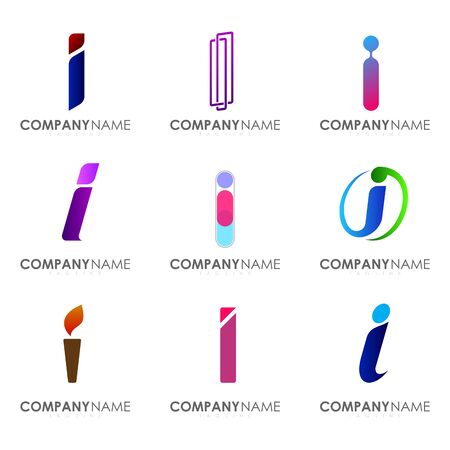Set of modern alphabet logo design letter I. Initials logo collections.のイラスト素材
