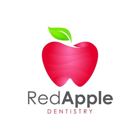 Modern elegant apple fruit dental logo. Logo Design inspiration.のイラスト素材