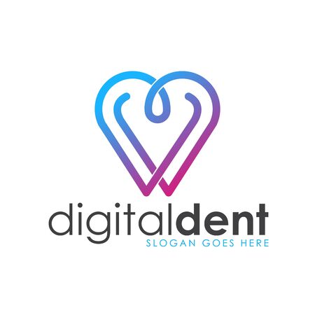 Simple elegant digital dental logo. Logo Design inspiration.のイラスト素材