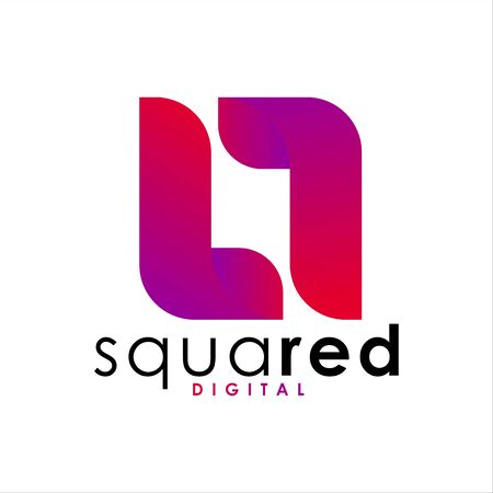 simple modern red square logo design. Logo Design inspiration.のイラスト素材