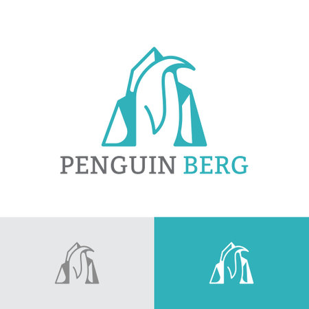Penguin Ice Berg Polar Animal Cool Logo Templateのイラスト素材
