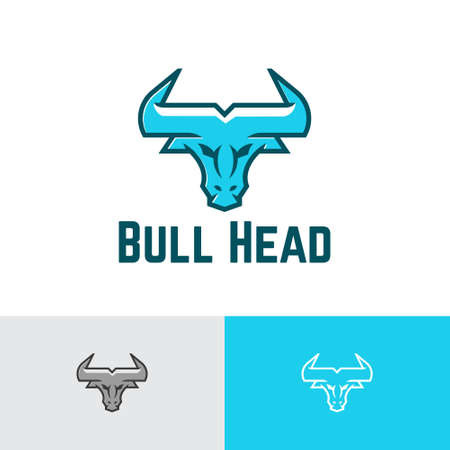 Bull Head Filled Line Style Business Logo Templateのイラスト素材