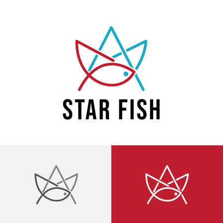 Star Fish Monoline Simple Modern Animal Logoのイラスト素材