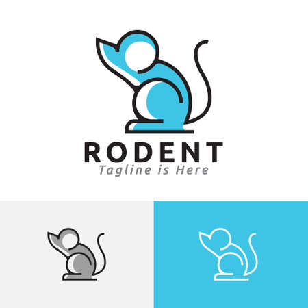 Rodent Little Cute Mouse Line Logo Symbolのイラスト素材