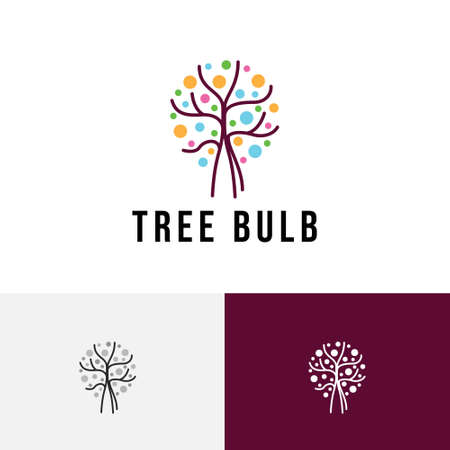 Tree Light Bulb Natural Power Electricity Colorful Logoのイラスト素材