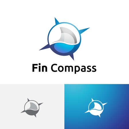 Shark Fin Fish Ocean Wildlife Compass Adventureのイラスト素材