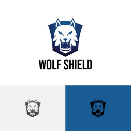 Wolf Head Shield Wild Wildlife Predator Logoのイラスト素材