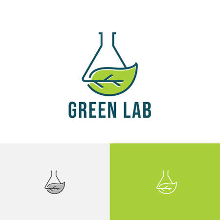 Green Leaf Ecology Tube Lab Nature Research Logoのイラスト素材