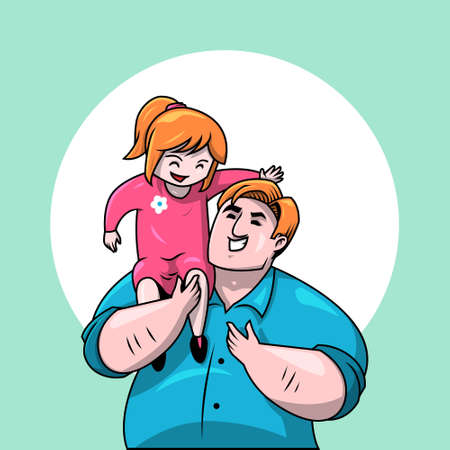 Father Daddy Holding Daughter Girl Love Bonding Togetherness Cartoonのイラスト素材