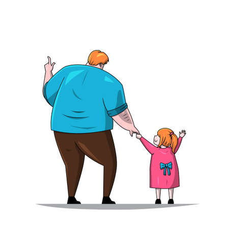 Father Daddy Telling Daughter Girl Love Bonding Togetherness Cartoonのイラスト素材