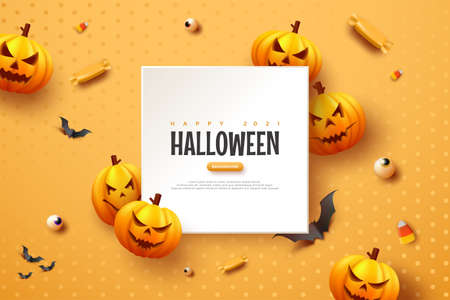 Halloween Pumpkin Orange Background Illustrationのイラスト素材