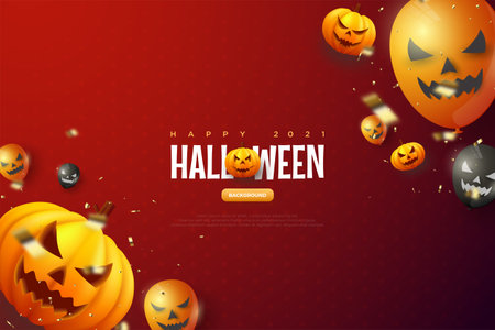 Halloween Pumpkin Red Background Illustrationのイラスト素材