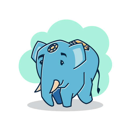 Big Friendly Elephant Walking Running Zoo Cartoon Characterのイラスト素材