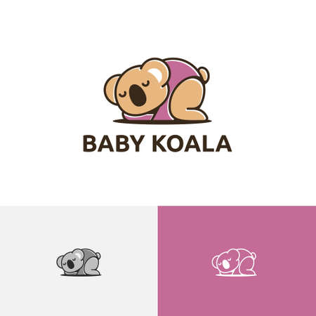 Adorable Cute Baby Koala Sleeping Kid Children Logoのイラスト素材