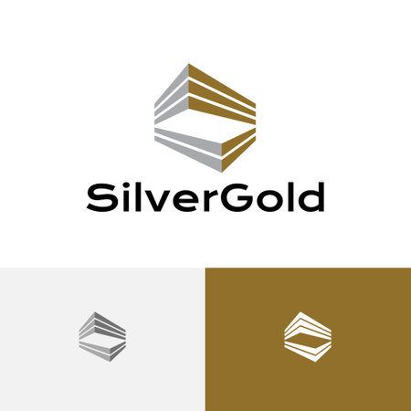 Silver Gold House Building Financial Business Abstract Logoのイラスト素材