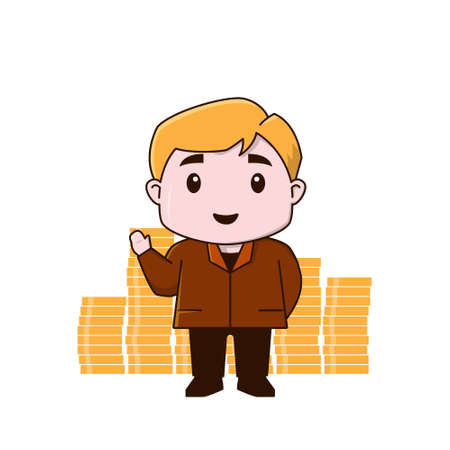 Businessman Leader Rich Money Gold Character Cartoonのイラスト素材