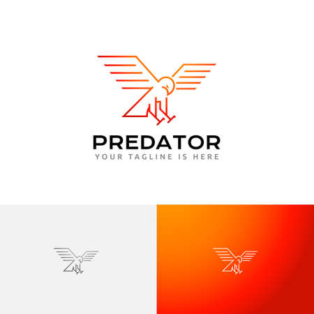 Hawk Eagle Falcon Wings Predator Bird Monoline Logo Templateのイラスト素材