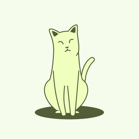 Cute Little Cat Sit Cartoon Yellow Pastel Colorのイラスト素材