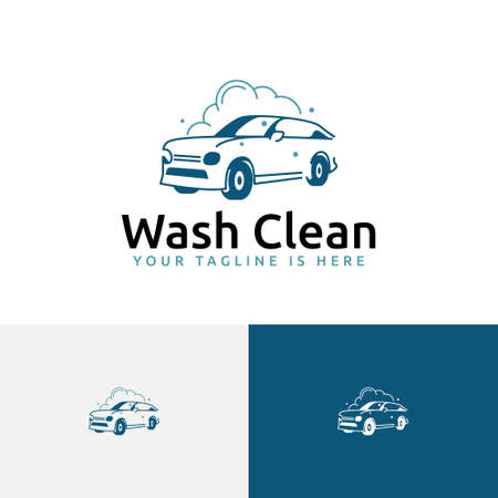 Car Wash Clean Silhouette Carwash Soap Foam Auto Service Logoのイラスト素材