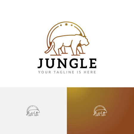 Jungle Star Tiger Animal Wildlife Vintage Retro Logoのイラスト素材