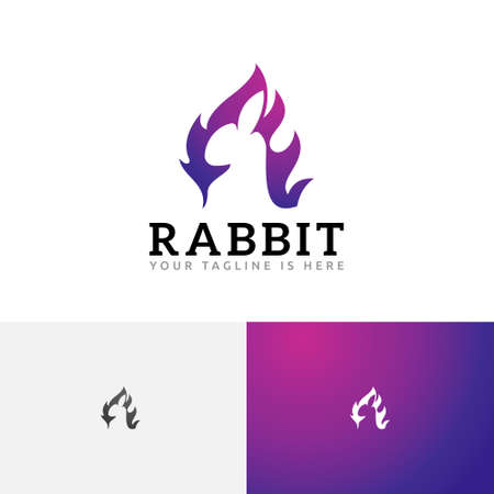 Rabbit Bunny Hare Fire Flame Spirit Negative Space Logoのイラスト素材