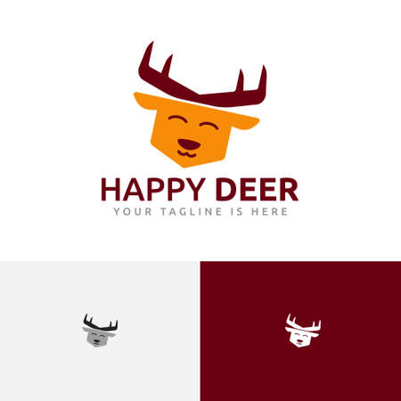Happy Deer Fun Kid Animal Zoo Logoのイラスト素材